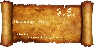 Hodossy Edit névjegykártya